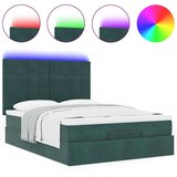  Otomanska postelja z vzmetnicami & LEDs temno zelena 140x200cm, (22011656) | Shoptok.si