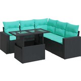  Vrtna garnitura - 6-dijelni set vrtnih sofa s jastucima crni od poliratana bagrem - Crna sa spremištem 1 | shoptok.hr