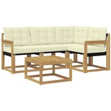 vidaXL Zunanja garnitura za sedenje z blazino 5 pcs Bela in krem, (5000281501) | Shoptok.si