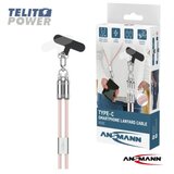 Ansmann USB-C na USB-C kabl Lanyard – 120cm, 60W, roze, praktičan za nošenje ( 4958 ) Cene
