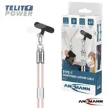 USB-C na USB-C kabl Lanyard – 120cm, 60W, roze, praktičan za nošenje ( 4958 )
