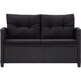  Vrtni dvosjed s jastucima crni 124 cm od poliratana | shoptok.hr