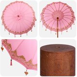  Balinežanski suncobran s bazom Roza i smeđa Ø 180-190 cm | shoptok.hr