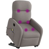 vidaXL Električni masažni naslonjač na podizanje od tkanine smeđesivi | shoptok.hr