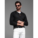 Ombre Men's knitted sweater with structured dots - navy blue | Shoptok.si