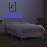  Box spring postelja z vzmetnico LED krem 90x200 cm blago, (20902283) | Shoptok.si