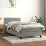 Box spring krevet s madracem svjetlosivi 90x190 cm baršunasti | shoptok.hr