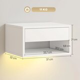  Set od 2 noćna ormarića s RGB LED rasvjetom plutajući noćni ormarić s ladicom i otvorenim pretincem bijela | shoptok.hr