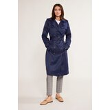 Monnari Woman's Coats Double-Breasted Trench Coat With Strap Navy Blue Cene