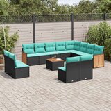  Vrtni set s jastucima, 13 dijelova, crni poliratan | shoptok.hr