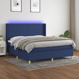 Maison Chic Box spring postelja - Vzmetna postelja z vzmetnico LED modra 160x200 cm blago SL15234, (21900146) | Shoptok.si