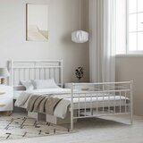  Metalni okvir kreveta uzglavlje i podnožje bijeli 100x200 cm | shoptok.hr