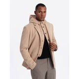 Ombre Men's jacket with high collar and hood - light brown | Eponuda.ba