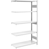 hofe sestavljiv regal za velike obremenitve, siv, obojestranski, višina regala 2000 mm, 5 polic, priključni regal, šxg 1000 x 500 mm | Shoptok.si