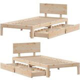 vidaXL Posteljni okvir s predali 75x190 cm trdna borovina | Shoptok.si