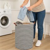 Premier Housewares Črno-bel tekstilni koš za perilo 54 l Stripe – | Shoptok.si