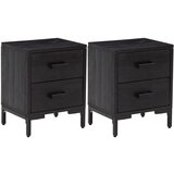The Living Store Nočna omarica 2 kosa črna 36x30x45 cm trdna borovina - Nočna Omarica, (21420814) | Shoptok.si