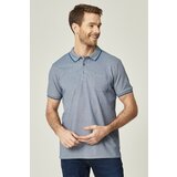 ALTINYILDIZ CLASSICS Men's Non-Shrink Cotton Fabric Regular Fit Wide Cut Indigo-white Roll-up Polo Neck Pocket T-Shirt cene