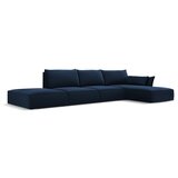 Mazzini Sofas Temno modra žametna kotna sedežna garnitura z ležalnikom (desni kot) Vanda – | Shoptok.si