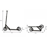  Romobil za djecu i tinejdžere, sklopivi, s podesivom visinom upravljača 95–105 cm, kotači 200 mm, crni | shoptok.hr