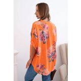 Kesi Włoski Women's cotton blouse with a floral pattern orange | Shoptok.si