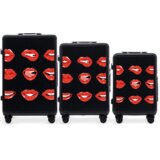 WINGS komplet 3 kofera ABS+, crna „Usne” (custom dizajn) | shoptok.hr
