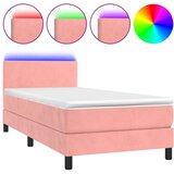 vidaXL Krevet box spring s madracem LED ružičasti 80x200 cm baršunasti | shoptok.hr