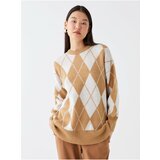 LC Waikiki Crew Neck Patterned Long Sleeve Oversized Women's Knitwear Sweater Cene
