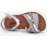 Boto Shiny Children's Sandals with Velcro Silver Delphina | shoptok.hr