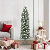 vidaXL Umetno vitko božično drevo med 150 LED Zelena in bela 150 cm | Shoptok.si
