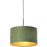 QAZQA Viseča svetilka z velur odtenkom zelena z zlatom 35 cm - Combi Cene