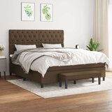  Box spring postelja z vzmetnico temno rjava 160x200 cm blago, (20896306) Cene