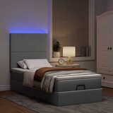 vidaXL Otomanski posteljni okvir z vzmetnico siv 90x190 cm blago | Shoptok.si