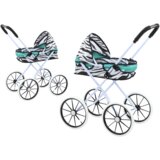 Kolica za lutke, veliki sklopivi kotači, tirkizna zebra | shoptok.hr