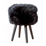 Native Natural Stolica sa crnim sjedalom od ovčjeg krzna Black, ⌀ 30 cm
