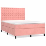 The Living Store Box spring postelja z vzmetnico roza 140x190 cm žamet - Box Spring Postelja, (21492342) | Shoptok.si