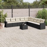  10-dijelni set vrtnih sofa s jastucima crni od poliratana | shoptok.hr