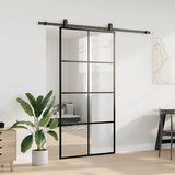  Klizna vrata s okovima crna 102,5x205 cm ESG staklo | shoptok.hr