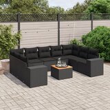 vidaXL 10-dijelni set vrtnih sofa s jastucima crni od poliratana | shoptok.hr