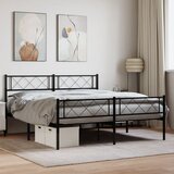 Maison Chic Kovinski Posteljni okvir - Dvoposteljna postelja - Zakonska postelja z vzglavjem in vznožjem črn 140x190 cm, (21695586) | Shoptok.si