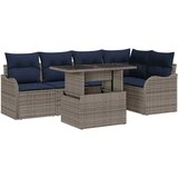vidaXL Vrtna sedežna garnitura z blazino 6 pcs Siva Poly ratan, (5000021184) Cene