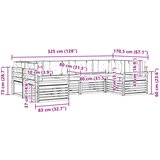  Set vanjskih sofa 6 kom. Prirodna i krem Čvrsto drvo akacije 325 x 170,5 x 73 cm | shoptok.hr