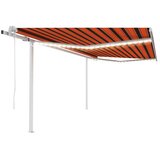 vidaXL Avtomatska tenda LED + senzor 4,5x3,5 m oranžna in rjava Cene