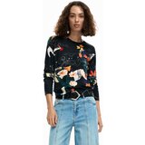 Desigual Pulover temno modra / jelka / oranžna / črna | Shoptok.si