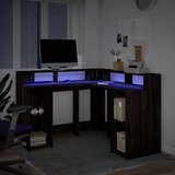  Radni stol LED svjetlima smeđa boja hrasta 130x130x91 cm drveni | shoptok.hr