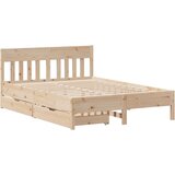 vidaXL Posteljni okvir z vzglavjem 135x190 cm trdna borovina, (21321910) | Shoptok.si