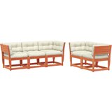  The Living Store Vrtna sedežna garnitura 5-delna z blazinami voščeno rjava - Vrtna Sedežna Garnitura, (21451815) | Shoptok.si