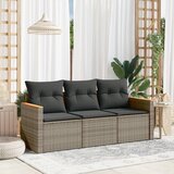 Maison Chic Seti vrtnega pohištva - Vrtna garnitura - Vrtni pohištvo set 3-delna z blazinami siv poli ratan, (21809592) | Shoptok.si