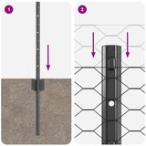 vidaXL Stupovi za ograde 11 kom U-kanal Sivi 80 cm Čelik, Šesterokutna ograda Siva 0.8x50 m Čelik | shoptok.hr