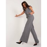 Fashion Hunters Black and grey fabric trousers with pockets cene